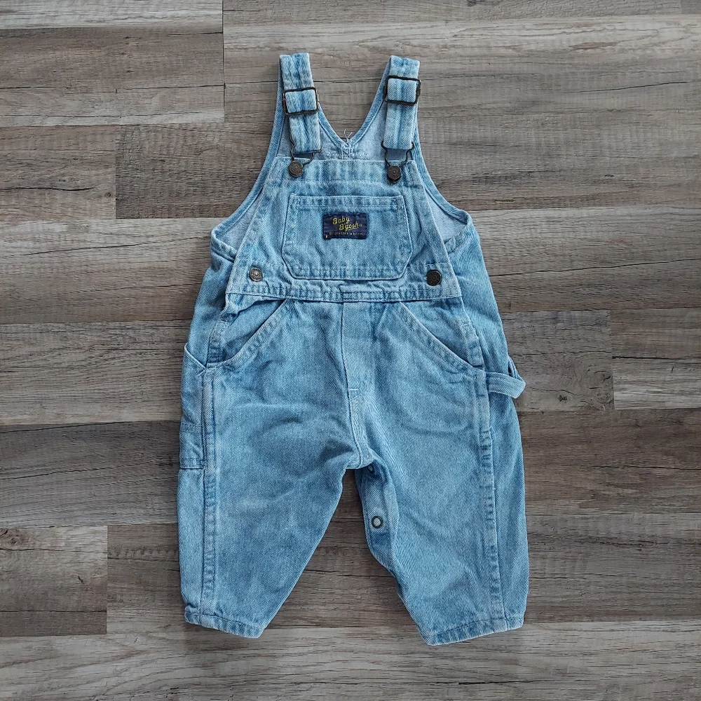 Vintage 80s OshKosh Baby B'gosh Denim Overalls 6-12 Months - Picture 1 of 10